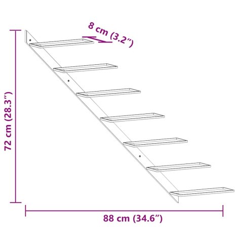 2 ścienne uchwyty na 7 butelek wina, białe, metalowe