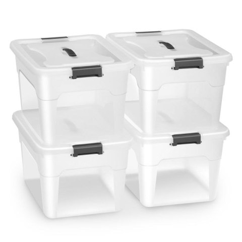 Półprzezroczyste pojemniki 30l z pokrywą - zestaw 4 sztuki