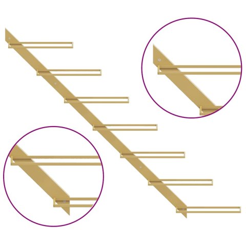 Ścienny uchwyt na 7 butelek wina, złoty, metalowy