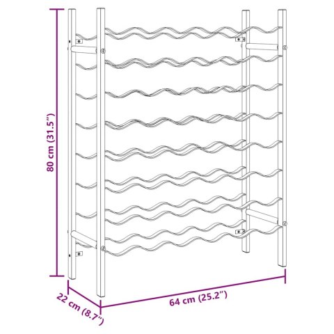 Stojak na 48 butelek wina, złoty, metalowy