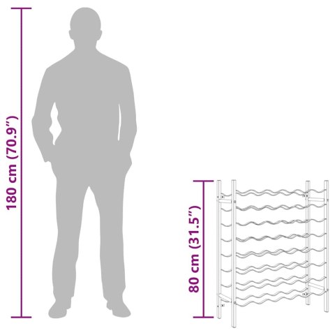 Stojak na 48 butelek wina, złoty, metalowy