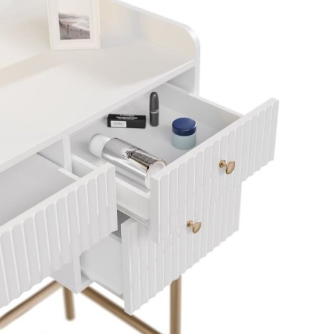 Toaletka Samira LED, 5 szuflad, biało-złota, nowoczesny styl