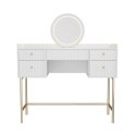 Toaletka Samira LED, 5 szuflad, biało-złota, nowoczesny styl