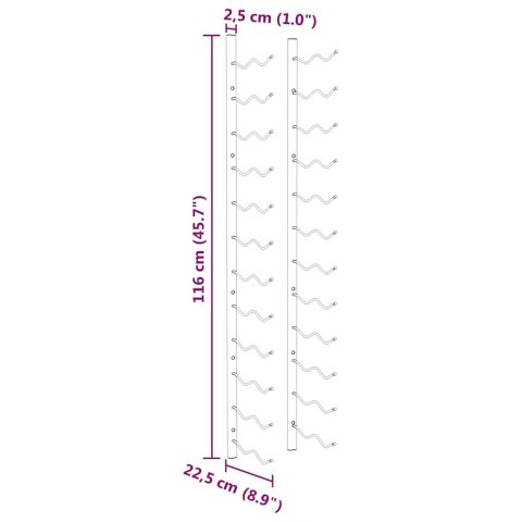 Uchwyt ścienny na 24 butelki wina, złoty, żelazny