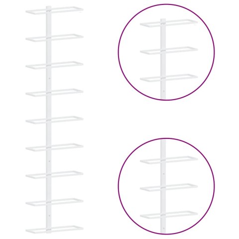 Uchwyty ścienne na 9 butelek wina, 2 szt., białe, żelazne