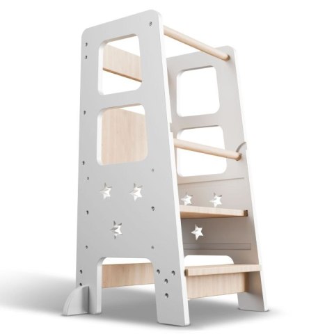 Wieża edukacyjna dla dzieci z regulacją wysokości, biała