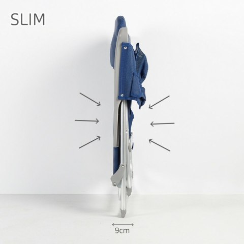 Fotel plażowy Aktive Slim Składany Granatowy 47 x 87 x 58 cm (2 Sztuk)