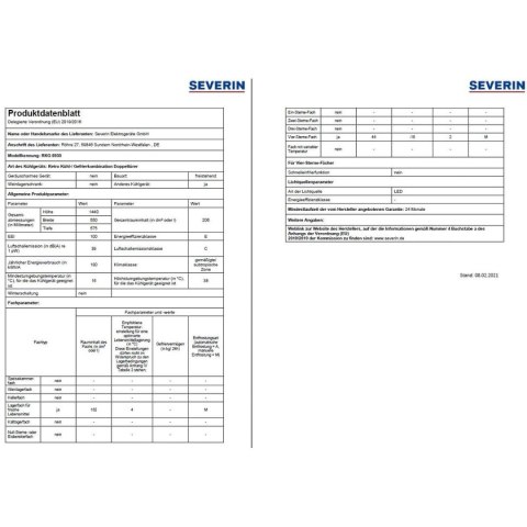 Lodówka kombinowana Severin RKG8930 144 Czerwony 206 L