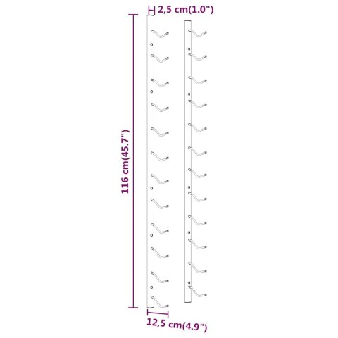 Uchwyty ścienne na 12 butelek wina, 2 szt., złote, żelazne