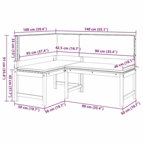 Krzesło Ogrodowe Brązowy 140 x 100 x 91cm Lite drewno akacjowe