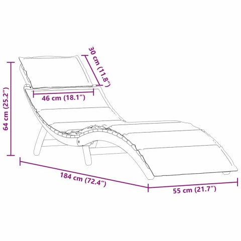 Leżak 2 pcs Czerwony 184 x 55 x 64cm Lite drewno akacjowe