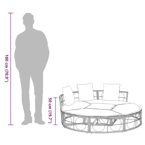 Leżanka zewnętrzna bez baldachimu z polirattanu