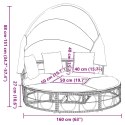 Leżanka zewnętrzna z baldachimem i poduszkami, polirattan