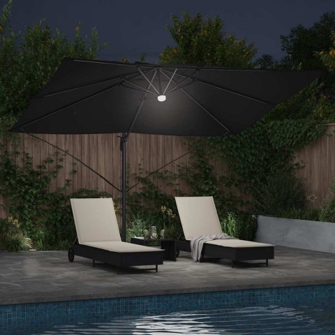 Parasol plażowy Czarny 351 x 250 x 253 cm Poliester i aluminium