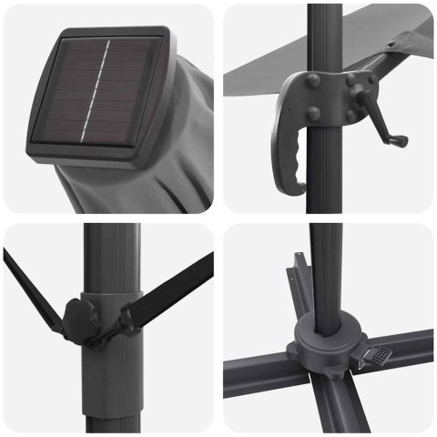 Parasol plażowy Ze LED Lights Antracyt 351 x 250 x 253 cm