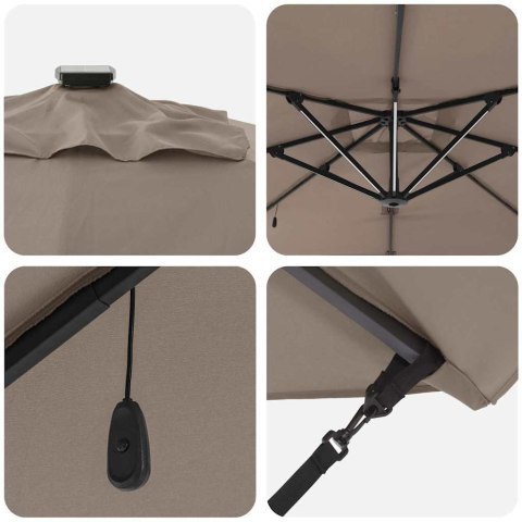 Parasol plażowy Ze LED Lights Ciemnoszary 286 x 284 x 270 cm