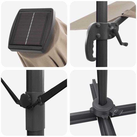 Parasol plażowy Ze LED Lights Ciemnoszary 351 x 250 x 253 cm