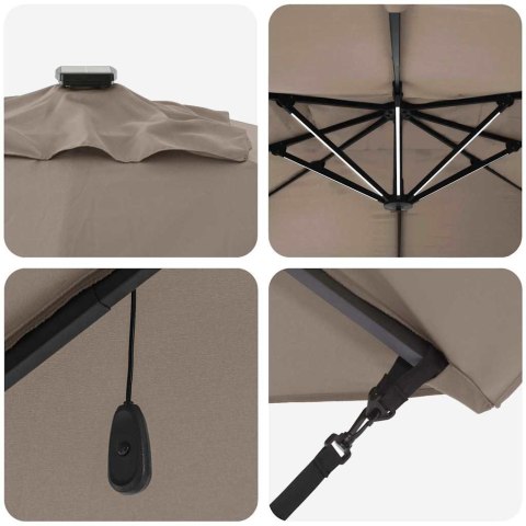 Parasol plażowy Ze LED Lights Ciemnoszary 352 x 251 x 265 cm