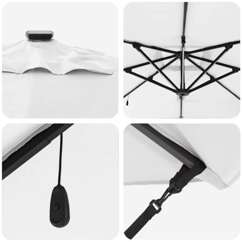 Parasol plażowy Ze LED Lights piaskowy 286 x 284 x 270 cm