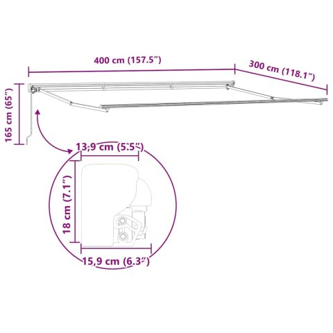 Rama markizy Antracyt 4 × 3 m Stal malowana proszkowo