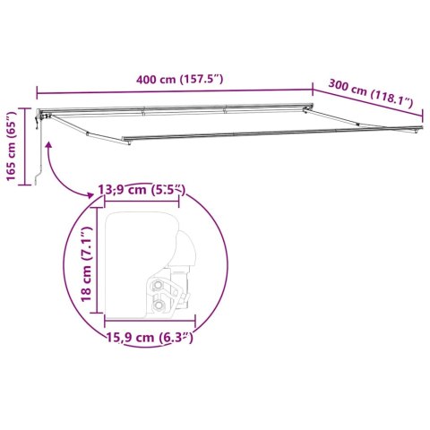 Rama markizy Antracyt 4 × 3 m Stal malowana proszkowo