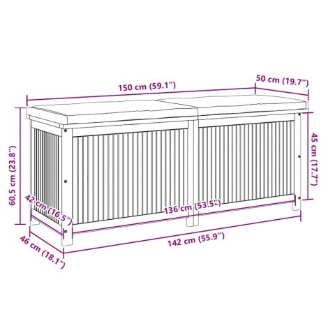 Skrzynka na poduszki ogrodowe lite drewno akacjowe