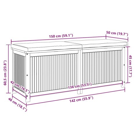 Skrzynka na poduszki ogrodowe lite drewno akacjowe