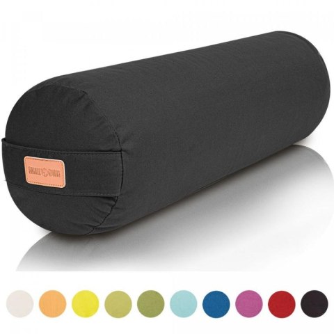 Czarna poduszka do jogi i medytacji 65x20 cm, bawełna, łuski