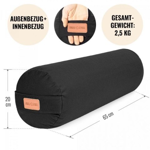 Czarna poduszka do jogi i medytacji 65x20 cm, bawełna, łuski