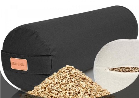 Czarna poduszka do jogi i medytacji 65x20 cm, bawełna, łuski