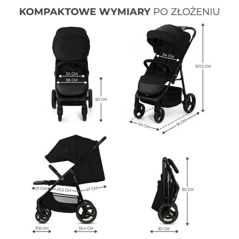 Kinderkraft wózek spacerowy TRIG 3 ONYX BLACK (WYPRZEDAŻ)