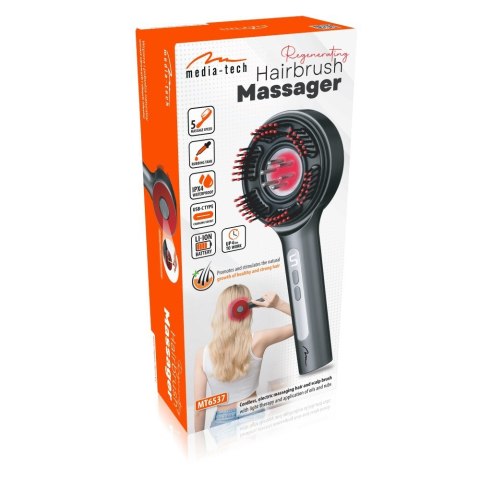 MEDIA-TECH ELEKTRYCZNA SZCZOTKA MASUJĄCA DO WŁOSÓW I SKÓRY GŁOWY HAIRBRUSH MASSAGER MT6537