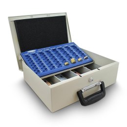 KASETKA DUŻA DO PRZECHOWYWANIA PIENIĘDZY BILONU 35CM JASNOSZARA