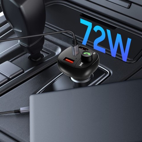 Ładowarka samochodowa z transmiterem USB-A USB-C PD 72W - czarna