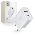 Ładowarka sieciowa C30W USB-C USB-A 30W - biała