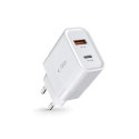 Ładowarka sieciowa C30W USB-C USB-A 30W - biała