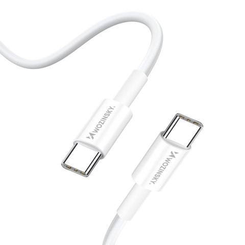 Ładowarka sieciowa GaN USB-A USB-C z kablem USB-C 65W - biała