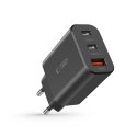 Ładowarka sieciowa NC30W 2x USB-C USB-A 30W - czarna