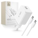 Ładowarka sieciowa NC45W-GAN 2x USB-C 45W z kablem USB-C - biała