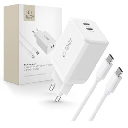 Ładowarka sieciowa NC45W-GAN 2x USB-C 45W z kablem USB-C - biała