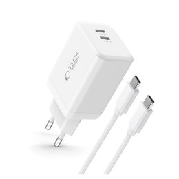 Ładowarka sieciowa NC45W-GAN 2x USB-C 45W z kablem USB-C - biała