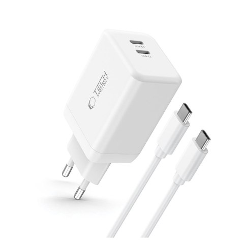 Ładowarka sieciowa NC45W-GAN 2x USB-C 45W z kablem USB-C - biała