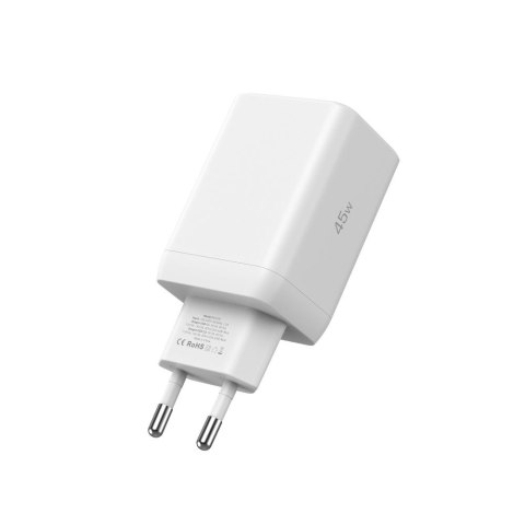 Ładowarka sieciowa NC45W-GAN 2x USB-C 45W z kablem USB-C - biała