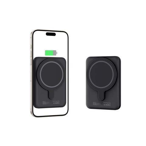 Powerbank magnetyczny 5000mAh LifeMag PB10 MagSafe 15W USB-C z kablem USB-C - czarny