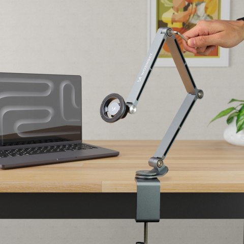 Uchwyt magnetyczny biurkowy 360 składany na telefon tablet - szary