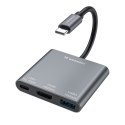 Hub rozdzielacz USB-C na USB-C USB-A HDMI PD 10 Gb/s 4K - szary