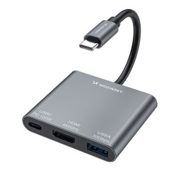 Hub rozdzielacz USB-C na USB-C USB-A HDMI PD 10 Gb/s 4K - szary