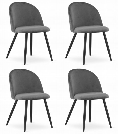 Krzesło BELLO - aksamit ciemnoszare / nogi czarne x 4