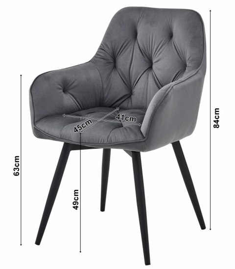 Krzesło JORK360 - ciemny beż aksamit / nogi czarne x 1