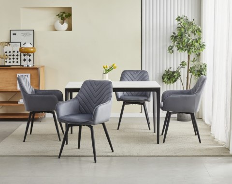 Krzesło NANA360 - ciemny szary aksamit / nogi czarne x 1